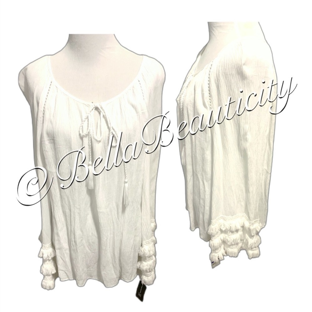 International Concepts Fringe Blouse XL New NWT